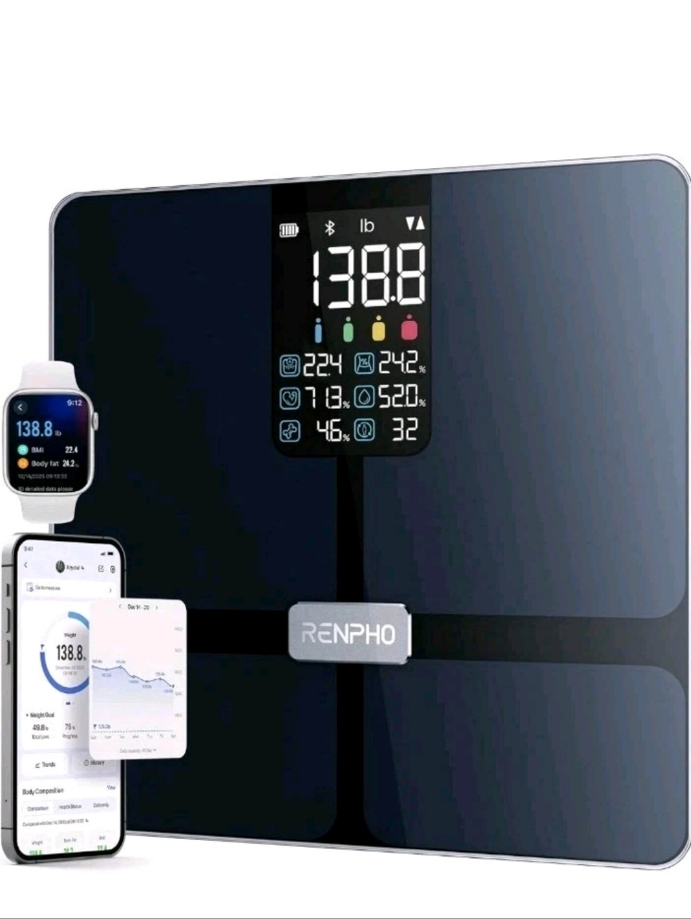 RENPHO Elis 2 Bluetooth Body Fat Scale, Smart Digital Scale Multi Users 400lbs